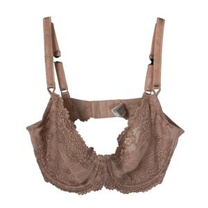 Wacoal Womens Lacy Underwire Semi-Sheer Bra 36D Nude Beige Feminine Floral‎